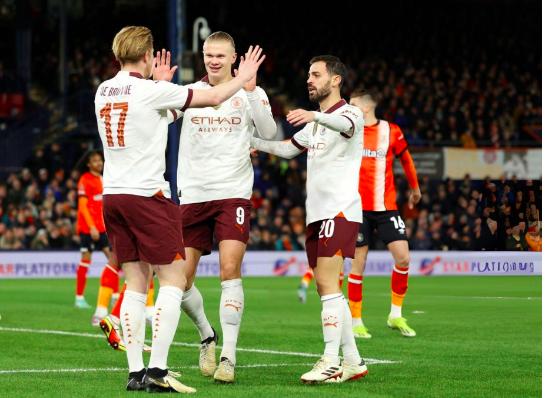 足总杯-哈兰德5球德布劳内4助攻 曼城6-2卢顿